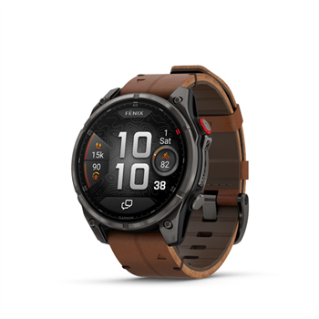 fenix 8 Pro - 47mm, AMOLED, Sapphire, Carbon Gray DLC Titanium, Chestnut Leather band